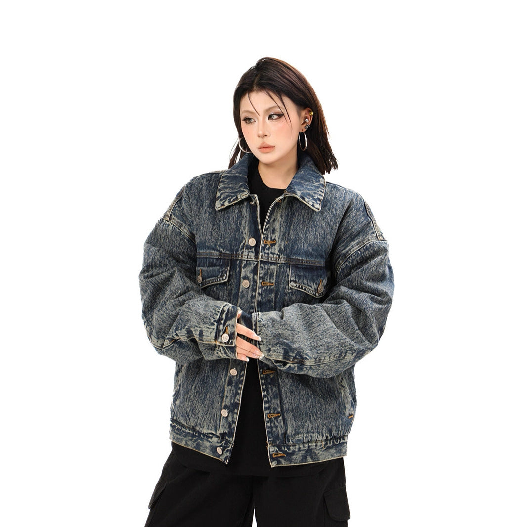 Washed Cotton-Padded Denim Jacket