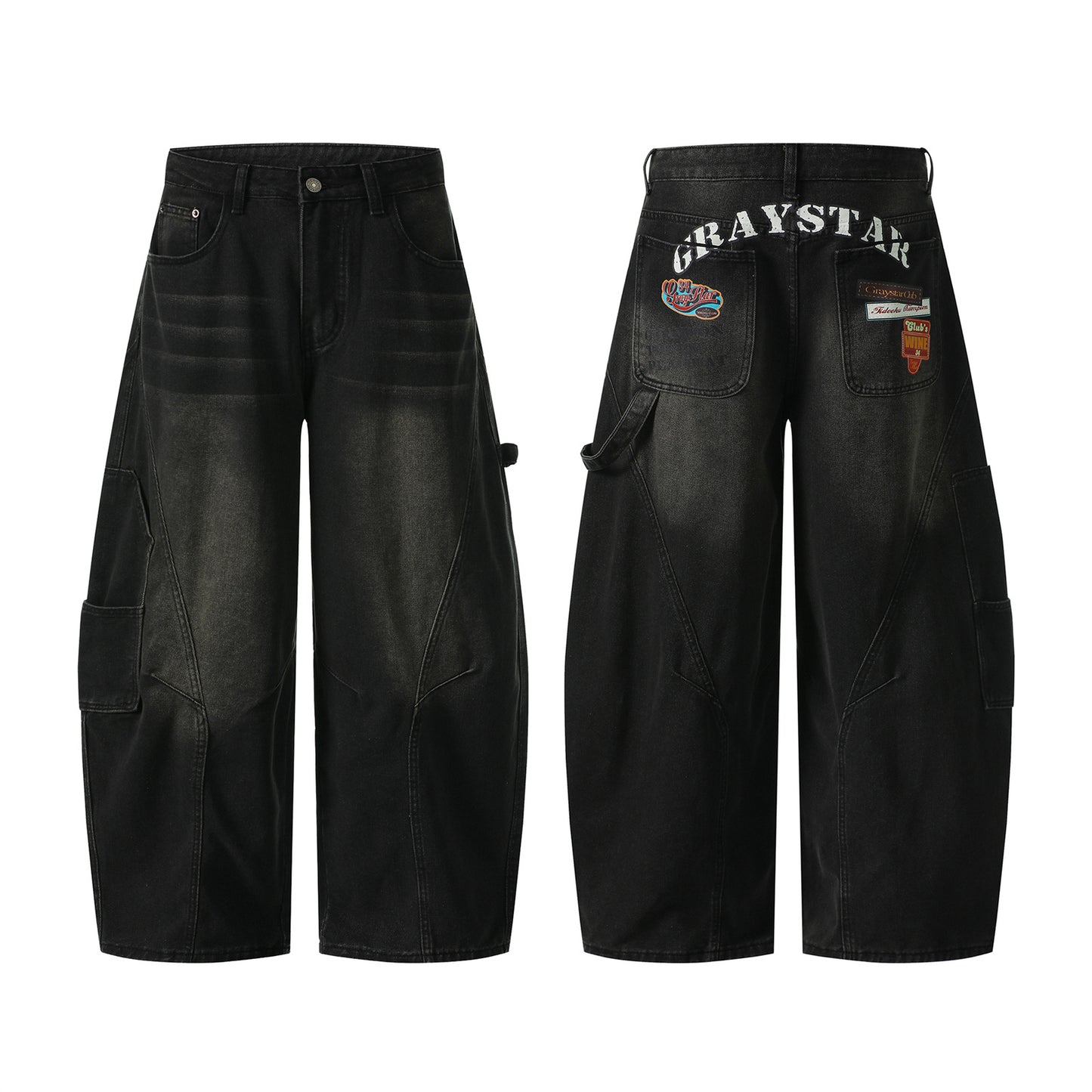 Men's Patchwork Design Straight Leg Wide Leg Jeans