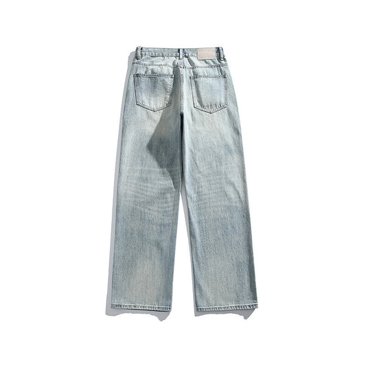 Washed Loose High Street Straight Leg Jeans for Men