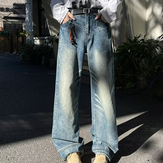 Vintage Washed Denim Jeans for Men