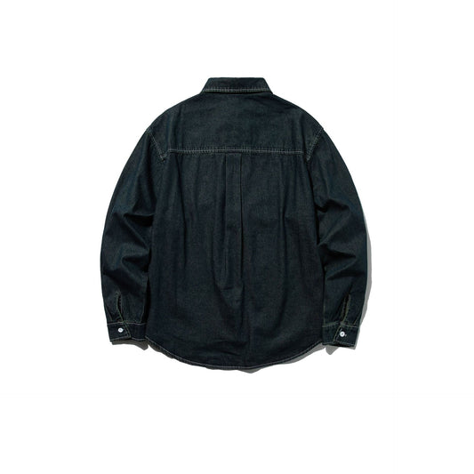 Simple Letter Embroidery Loose Casual Versatile Denim Shirt