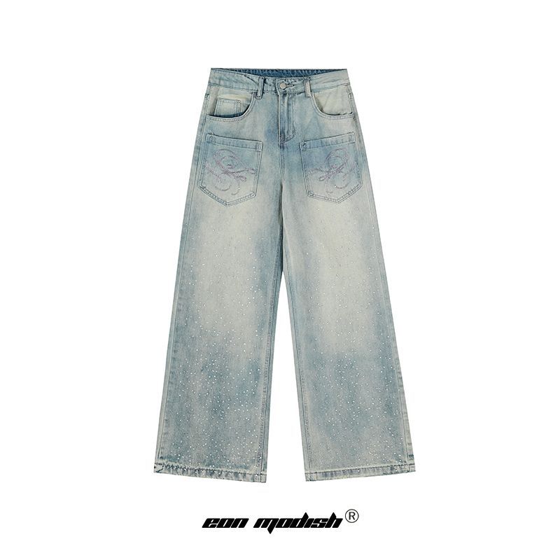 High-Street Unique Design Denim Long Pants