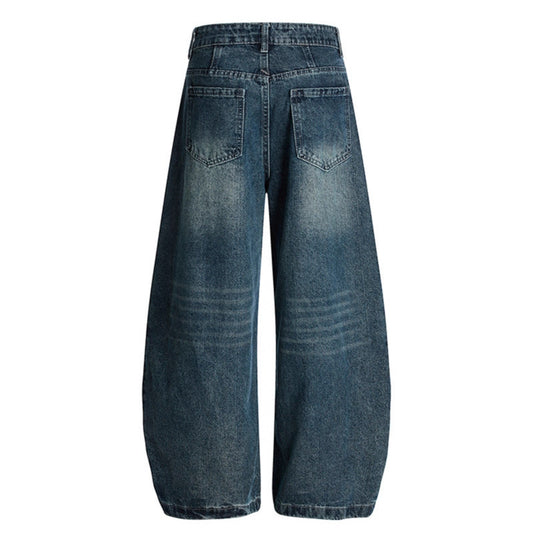 Washed Pleated High Waisted Jeans