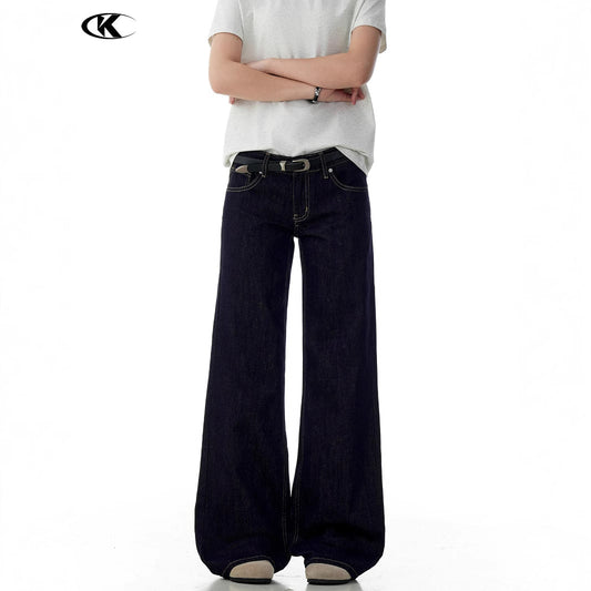 Blue Flared Jeans for Women with Visible Stitching