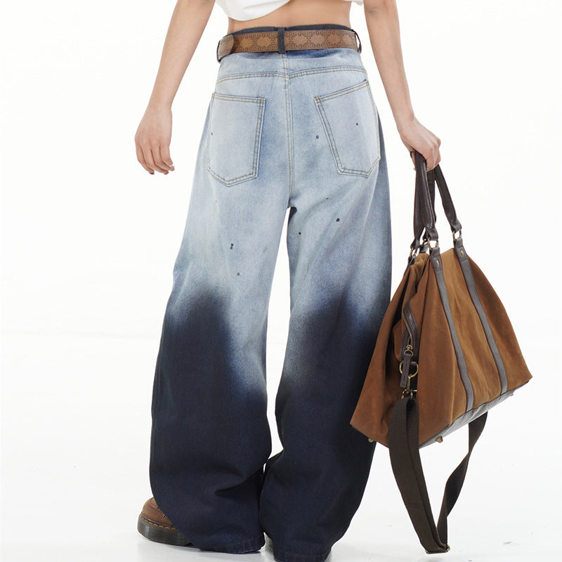 Gradient Splash Ink Wide Leg Jeans