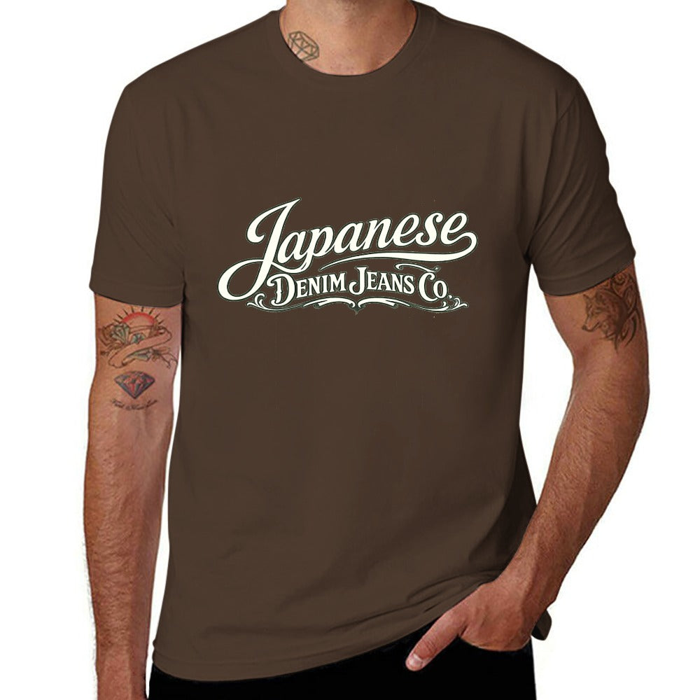 Japanese Denim Jeans Co. Men's Short Sleeve Cotton T-Shirt - Brown