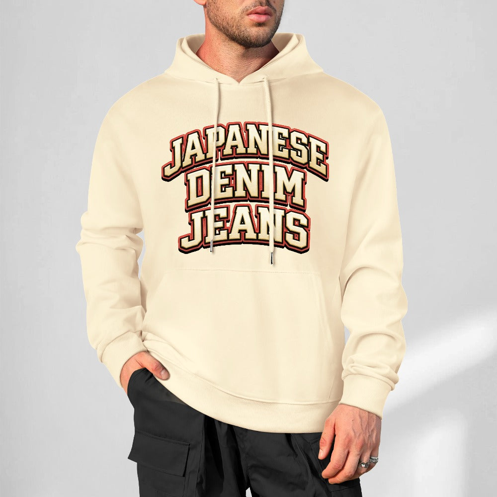 Japanese Denim University Hoodie - Cream