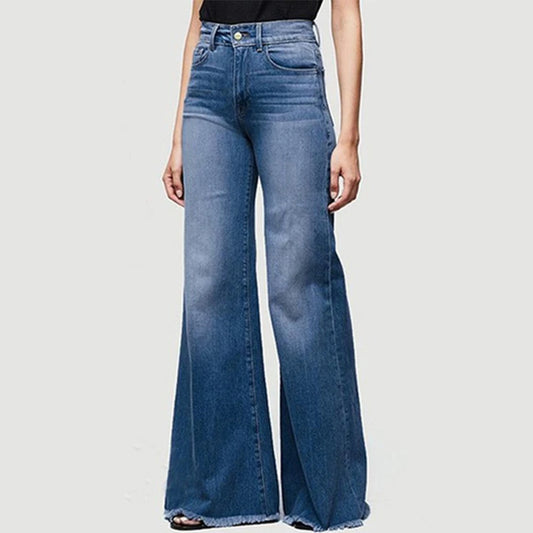 High-Waisted Vintage Denim Flare Jeans for Women