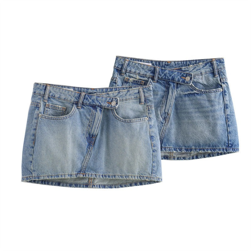 High-Waisted Slim Fit Vintage Denim Skirt