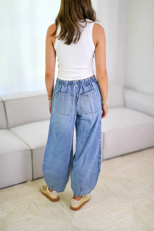 Drawstring Jeans with Pockets - Japanese Denim