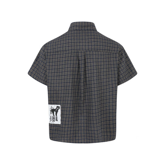 Grid Graffiti Sticker Short Sleeved Shirt