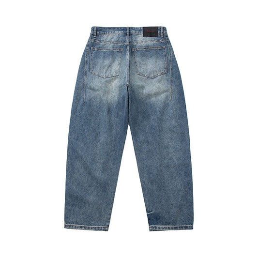 Tailored Cat-Whisker Washed Denim Pants Men's Long Pants