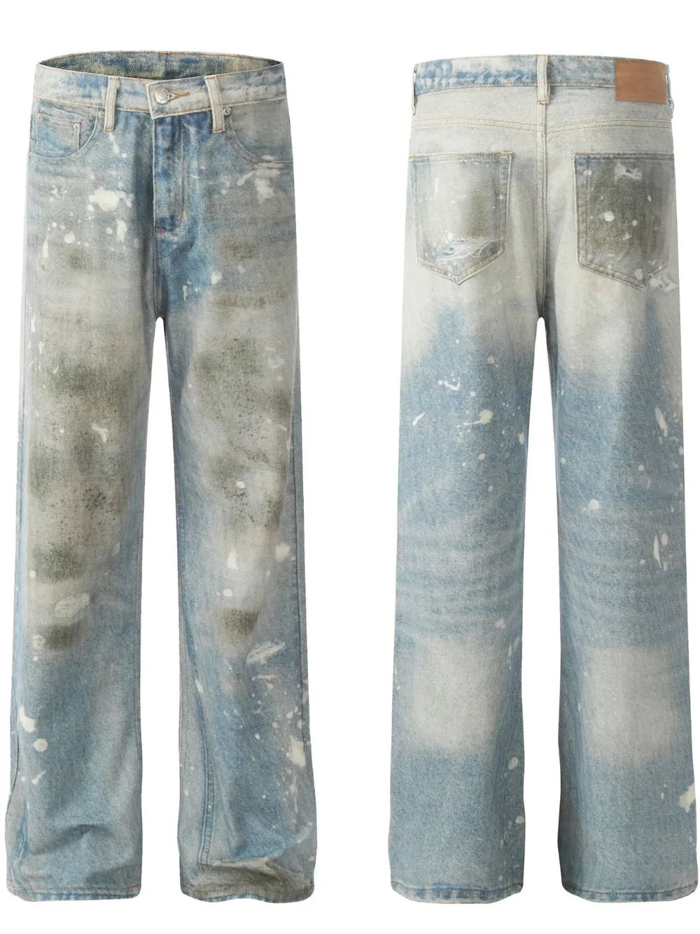 Men's Waste Soil Style Straight Leg Jeans