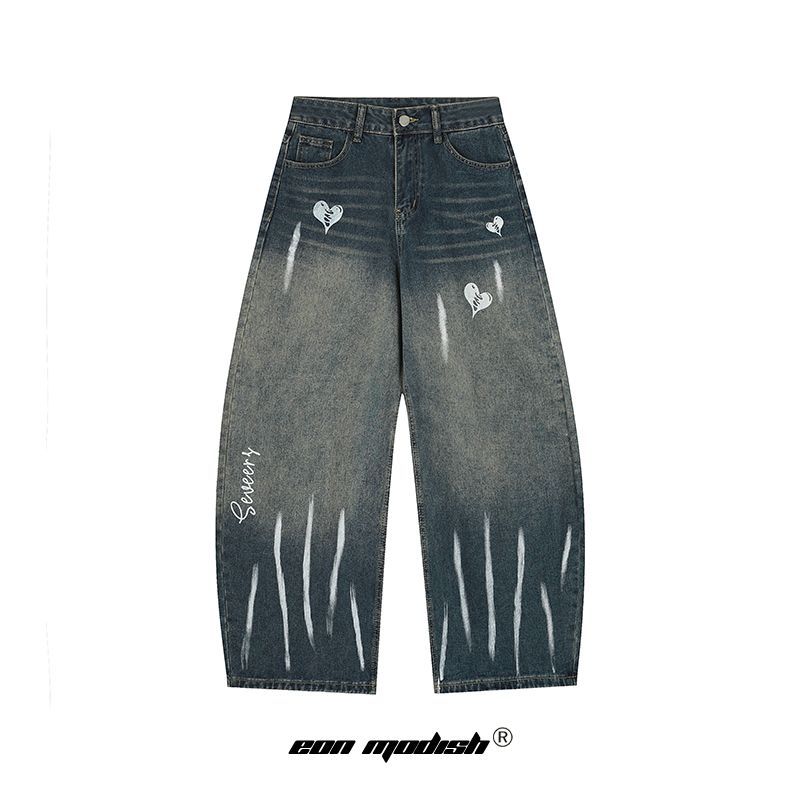 Unique Pattern Design Denim Long Pants for Men