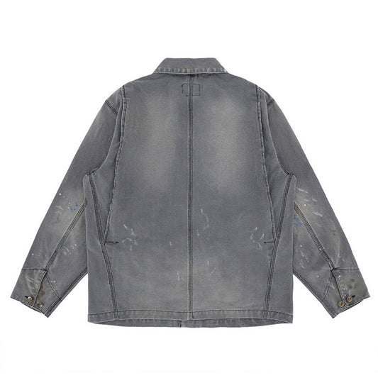 Washed Multi-Pocket Casual Denim Jacket for Men and Women