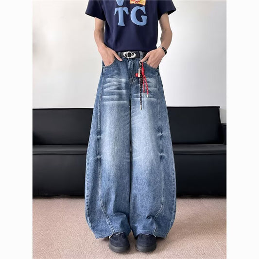Washed Curved Knife Jeans for Versatile Summer Casual Wear