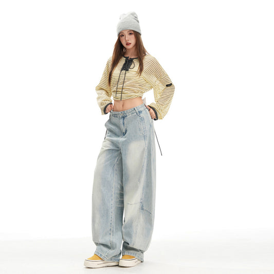 Slouchy Denim Pants for Women - Loose, Flowy Patchwork Design