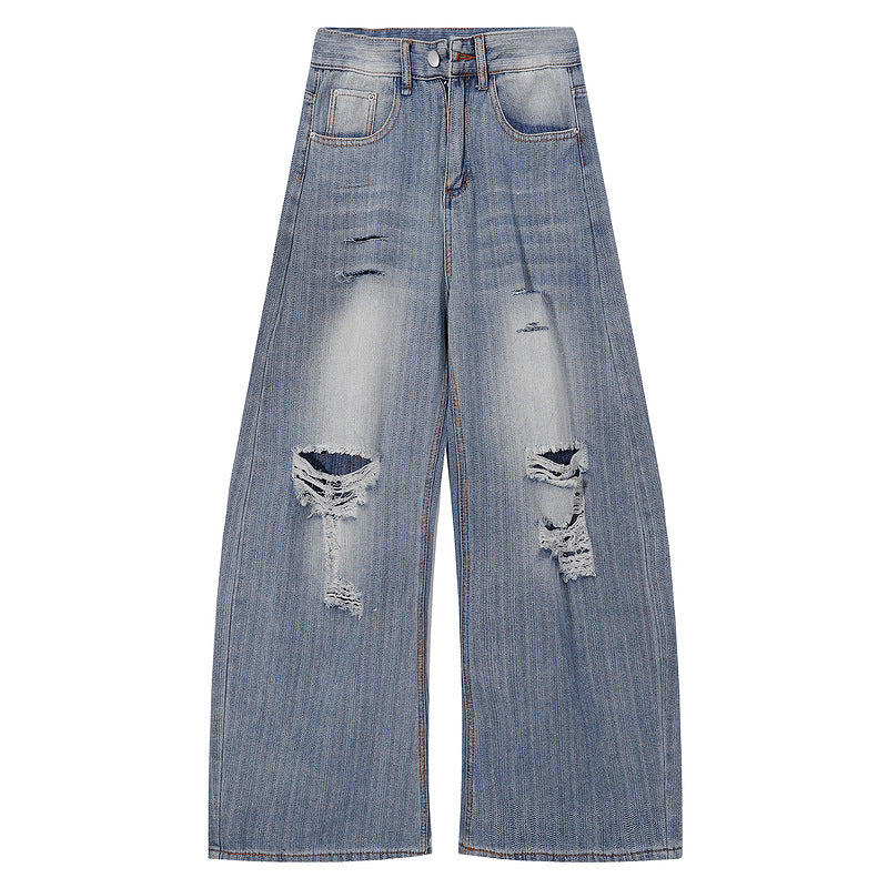 Unisex Wide Leg Denim Pants - Loose Scythe Design