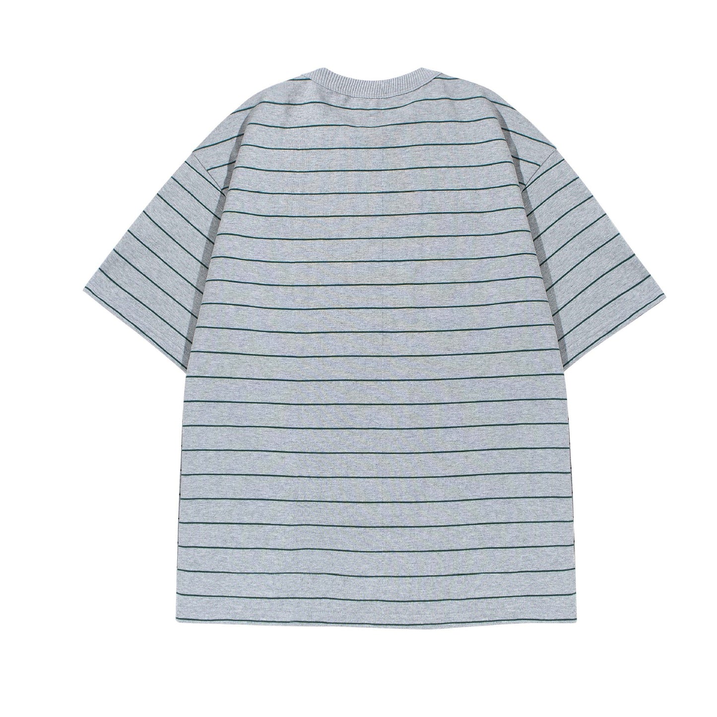 Striped Short Sleeved T-shirt with Round Neck