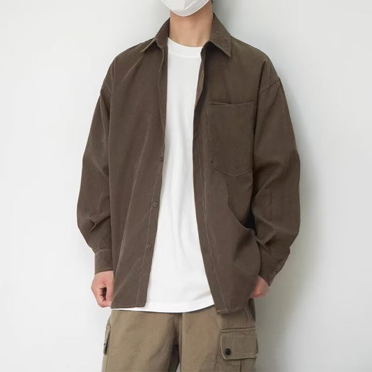 Solid Color Simple Business Casual Long Sleeved Shirt for Men