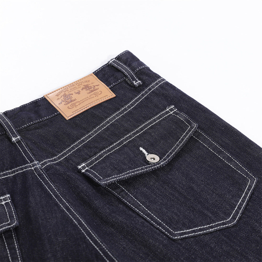 Loose Denim Bell Bottom Jeans — Mid Rise Zipper Front, Blue