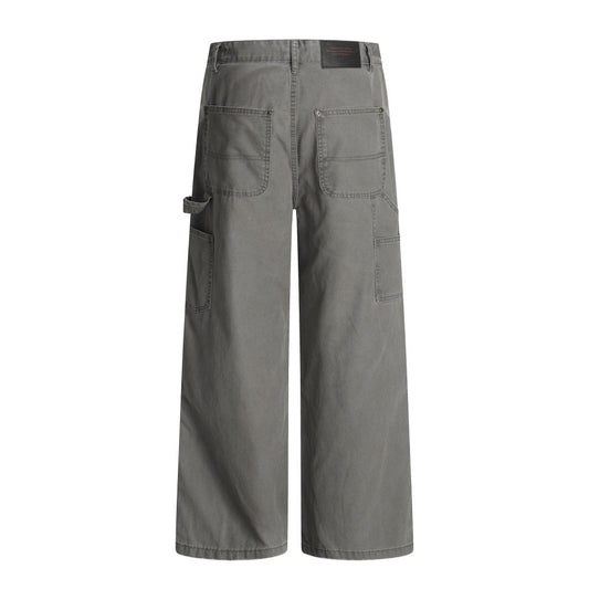 Men's Vintage Distressed Wide-Leg Denim Pants