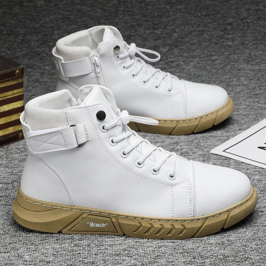 Men's Genuine Leather Plush Boots - Casual Running High Rise Shoes