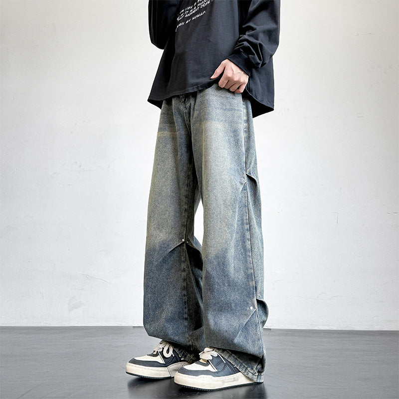 Men's Loose Wide Leg Casual Long Pants - Premium Japanese Denim