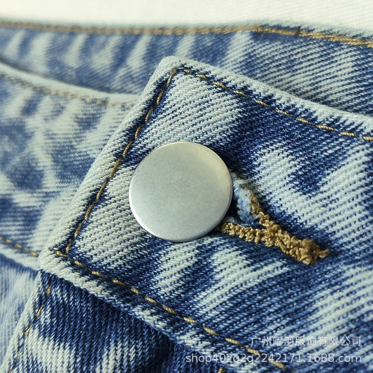 Women's Vintage A-Line Denim Skirt - Retro High Waist Mid-Length Dress in Blue