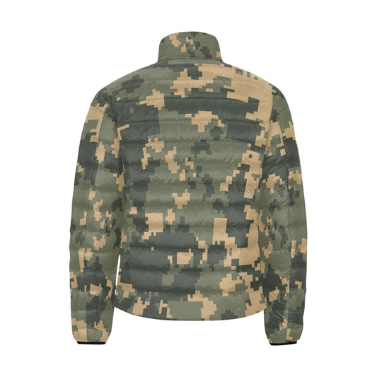 Green Digital Camo Puff Jacket For Men