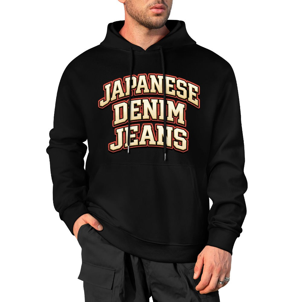 Japanese Denim University Hoodie - Black