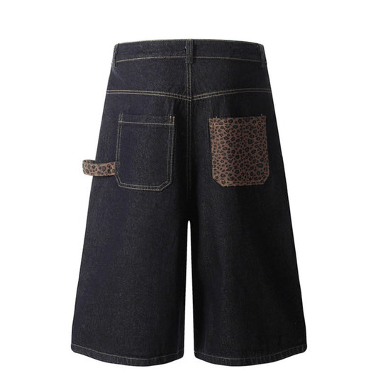 Deconstructing Leopard Print Patch Five Quarter Jeans