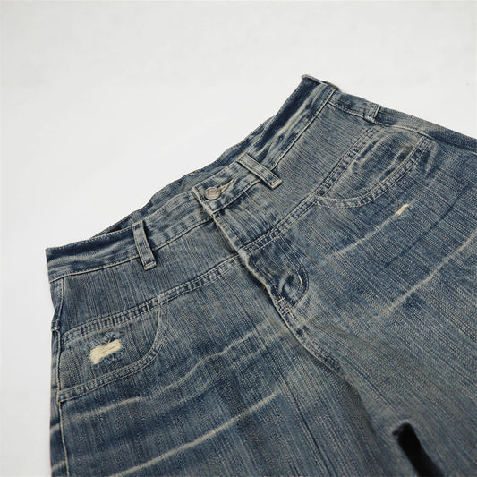 Men's Jeans, Irregular Ripped Knife Cut Pants, Loose Fit Casual Trousers