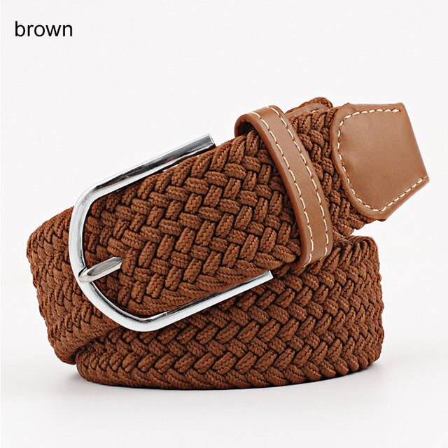 Women’s Striped Elastic Belt - Casual Waist Belt with Pin Buckle