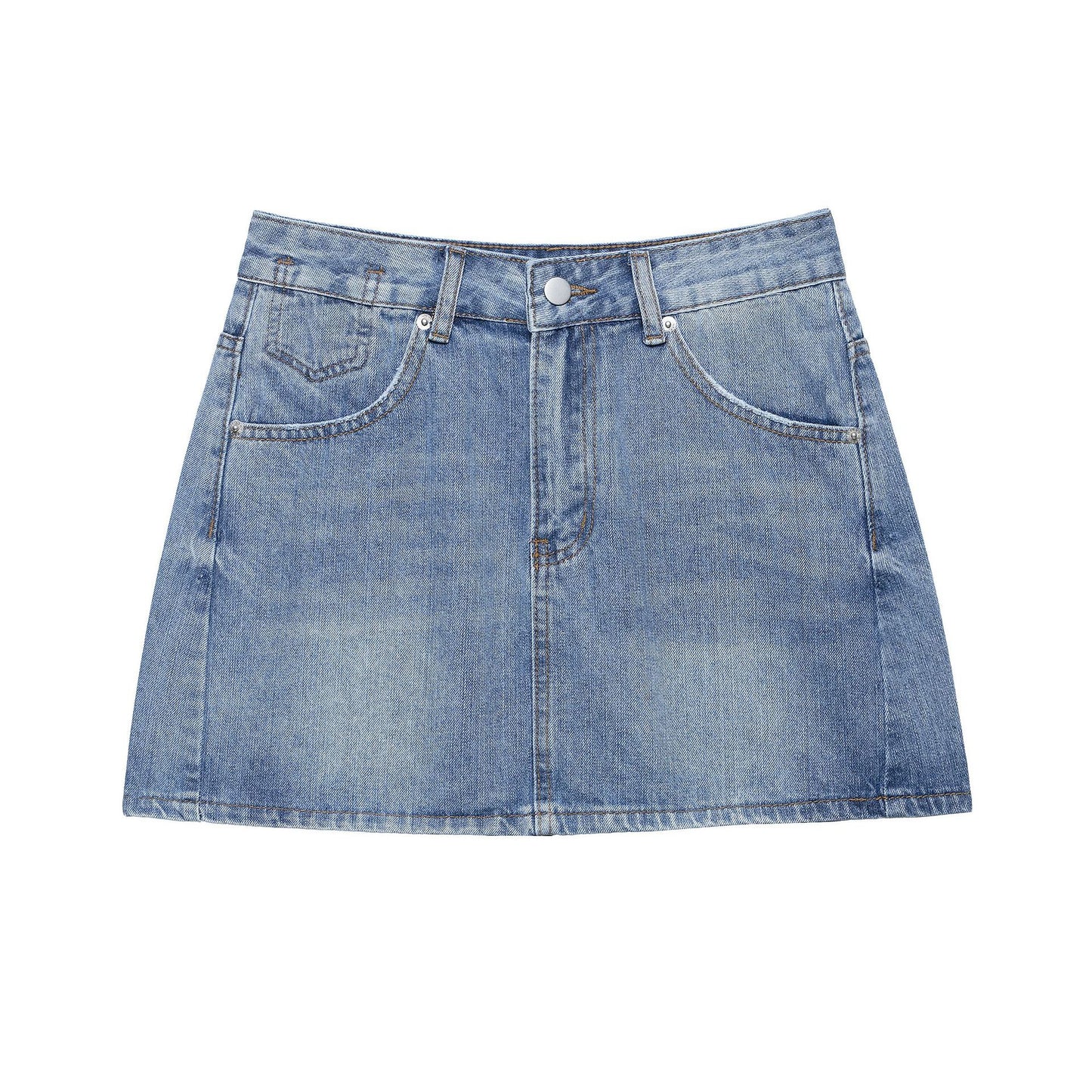 Vintage A-line Hip-Hugging Denim Skirt for Women