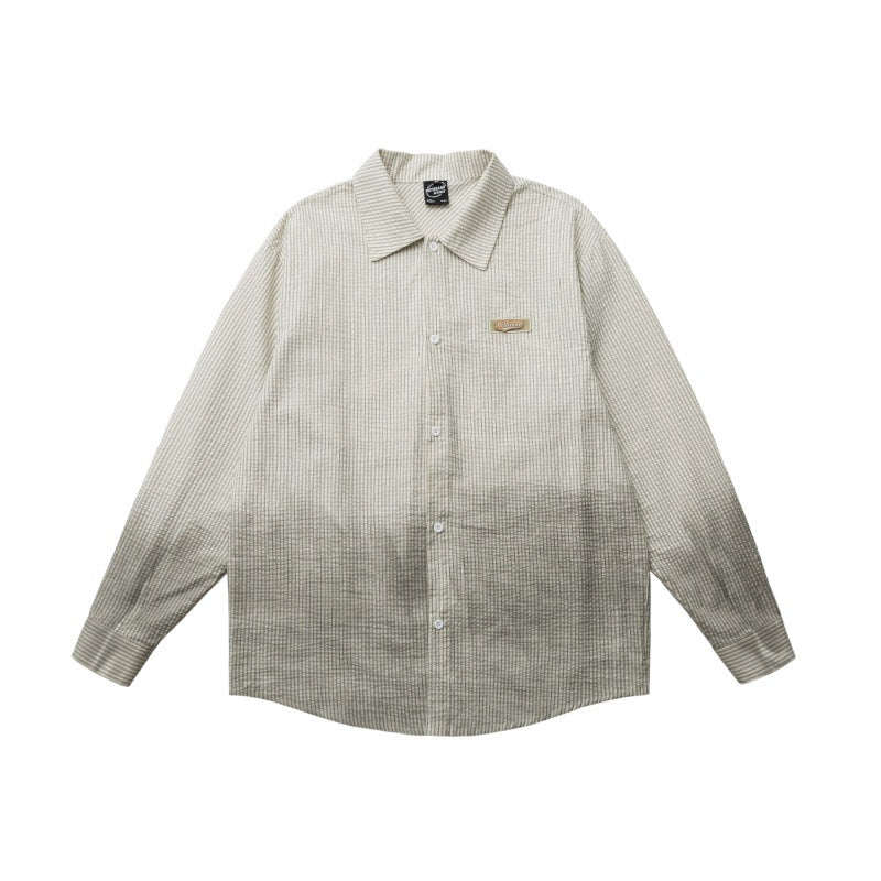 Gradient Washed Vintage Spray Striped Shirt