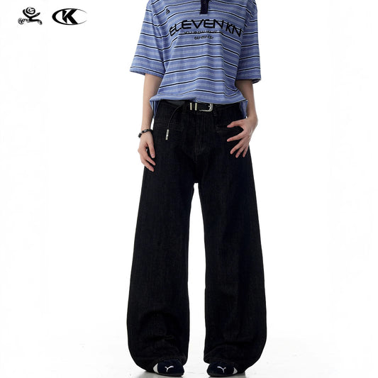 Red Edge Black Original Jeans - Unisex A-Line Straight Loose Long Pants