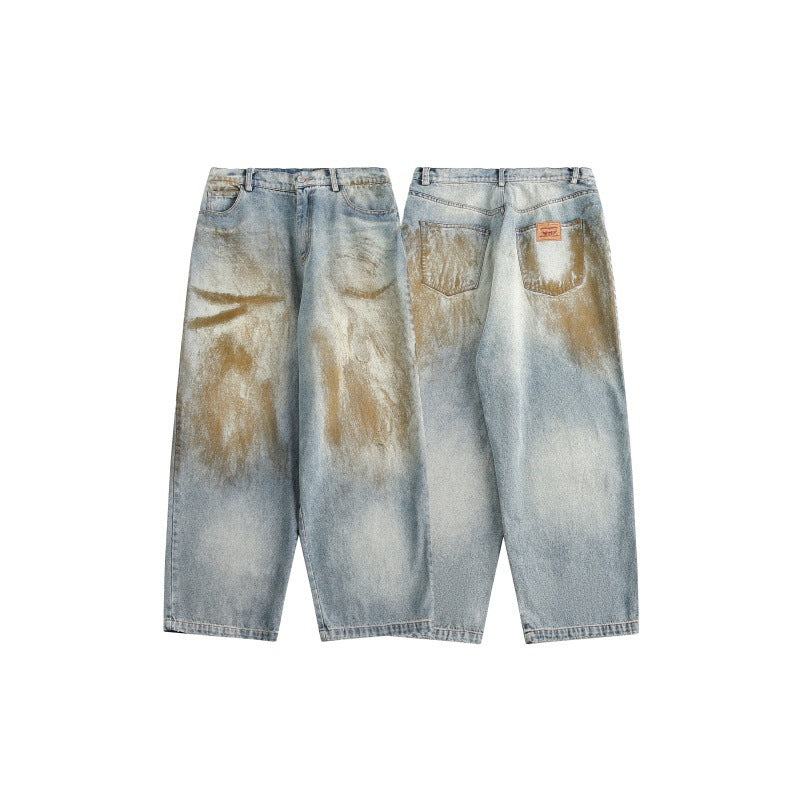 Japanese Retro Loose Straight Leg Denim Pants