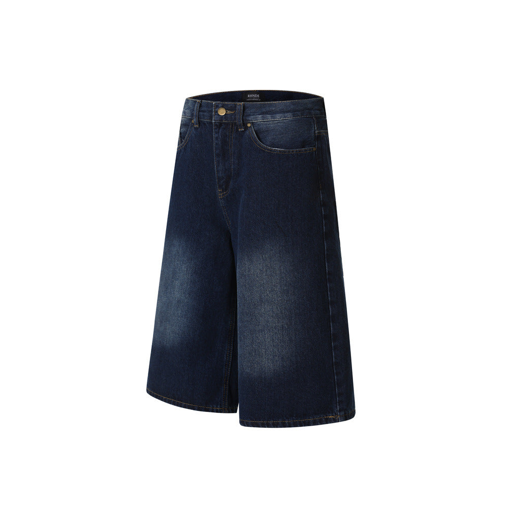 Denim Workwear Shorts — Casual Street Style with Pocket Details