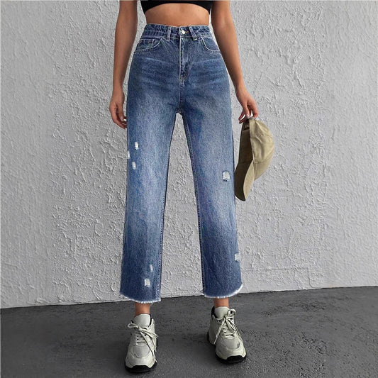 Washed and Worn Tight Denim Captcha Pants