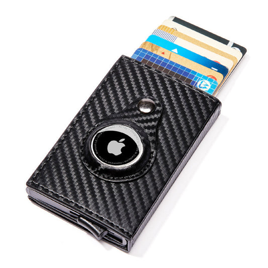 Carbon Fiber Pattern Magnetic Card Wallet - Airtag Slot