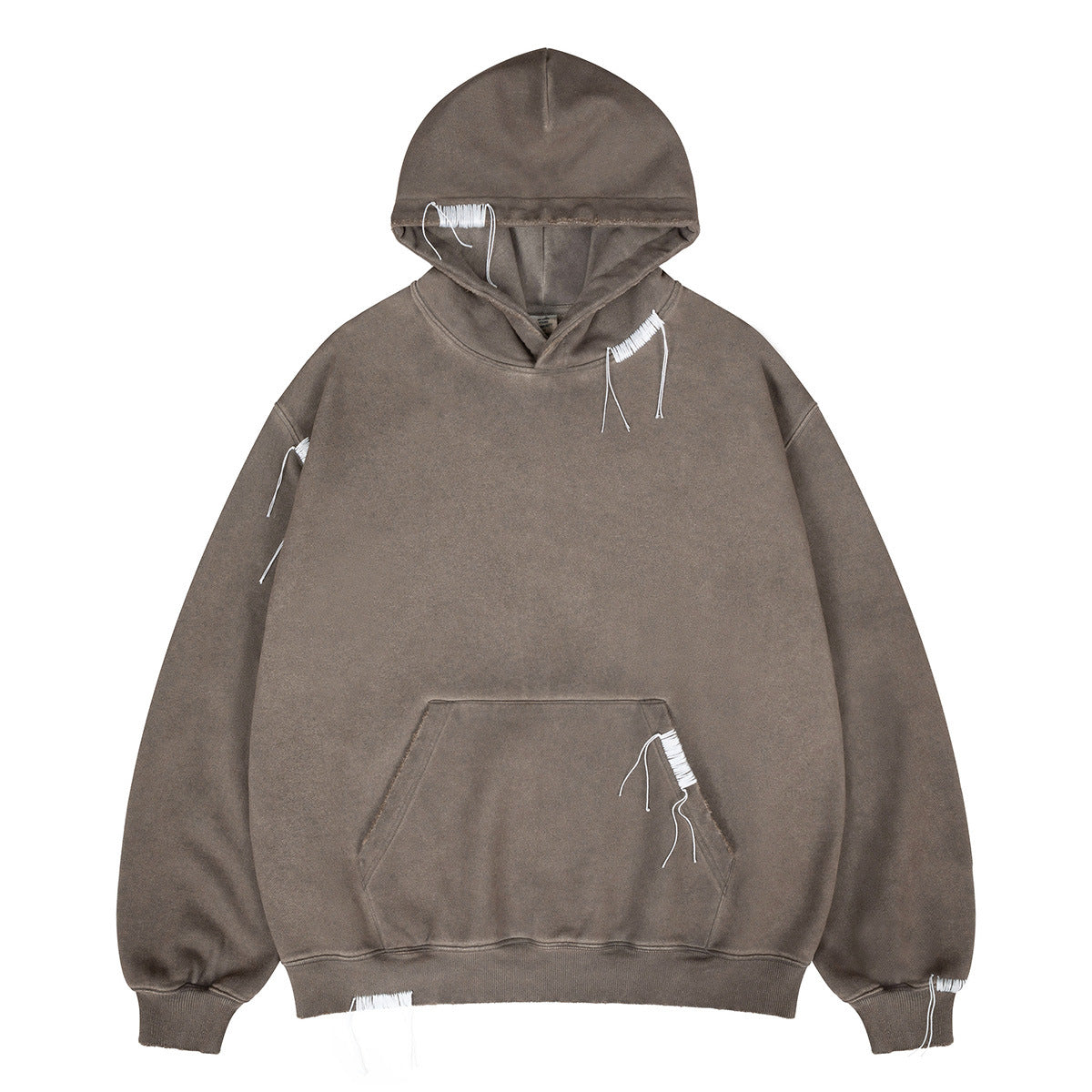 Heavyweight Washed Solid Color Simple Fleece Hoodie for Men