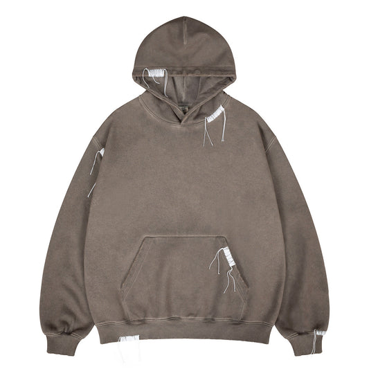Heavyweight Washed Solid Color Simple Fleece Hoodie for Men