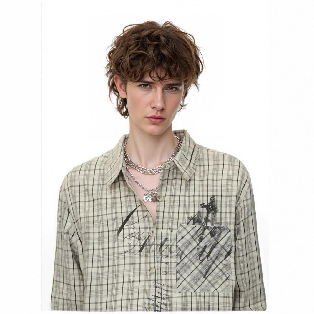 Plaid Long Sleeve Shirt for Men and Women - Vintage Streetwear