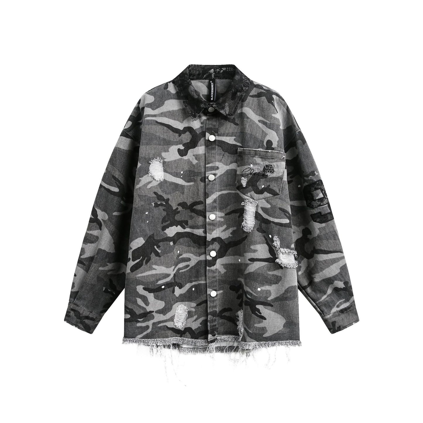Ink Flower Camouflage Collar Unisex Shirt