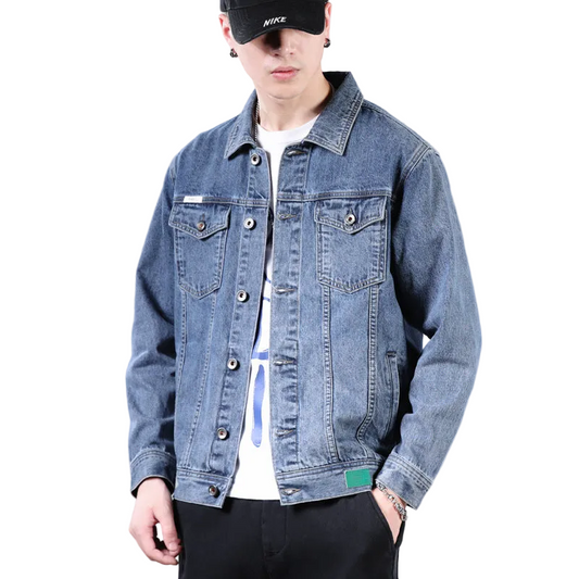 Men's Solid Color Casual Denim Jacket - Couples Style