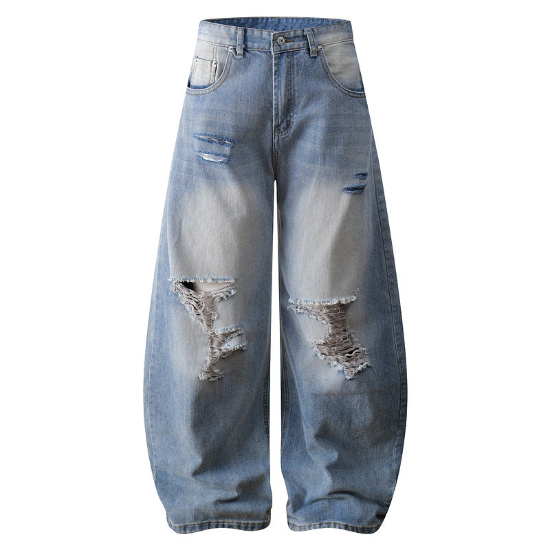 Clean Fit Slub Unisex Washed Denim Pants with Flared Design Sense