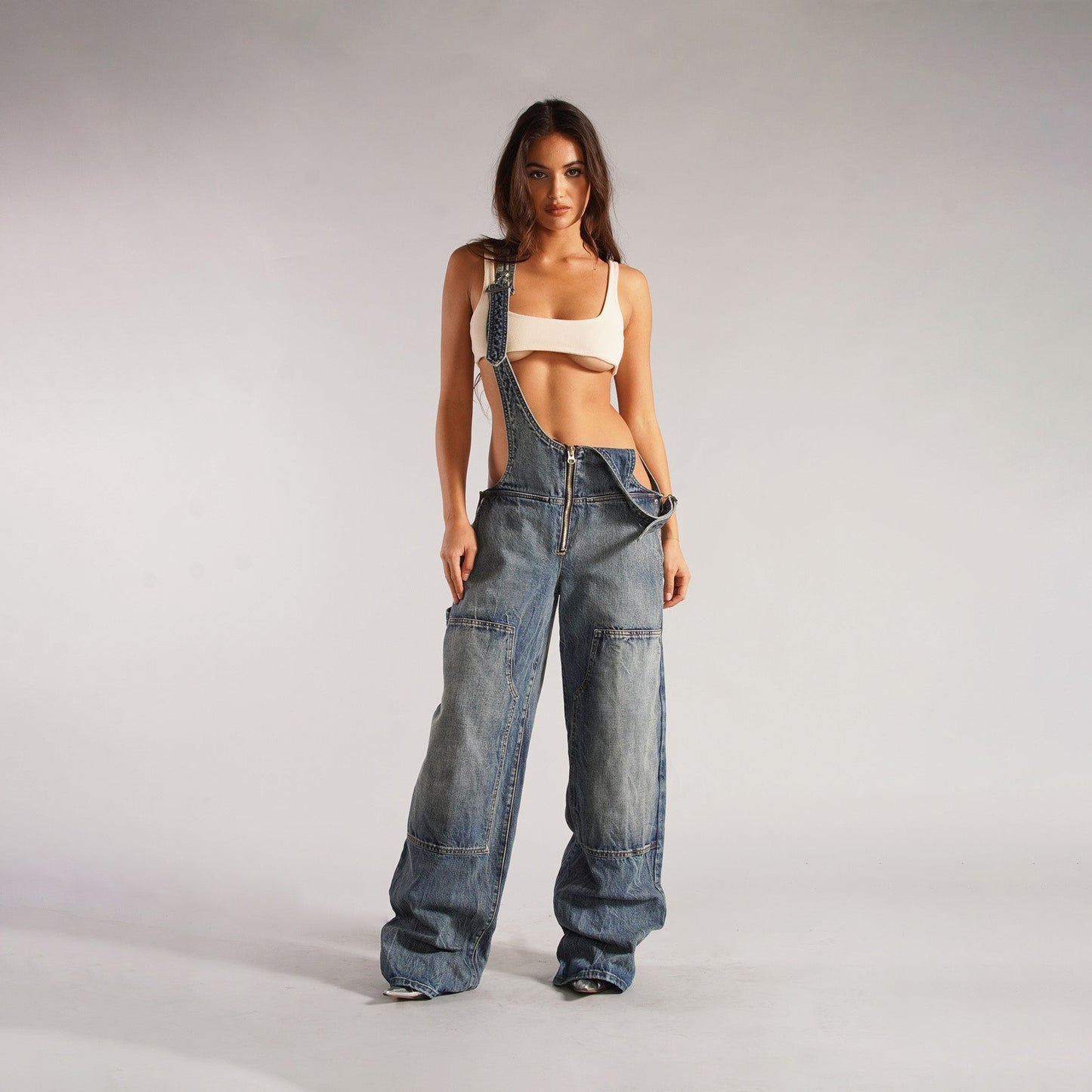 American Zipper Denim Overalls for Women