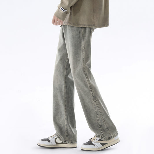 Men's Loose Fit Stylish Slimming Wide Leg Straight Denim Trousers