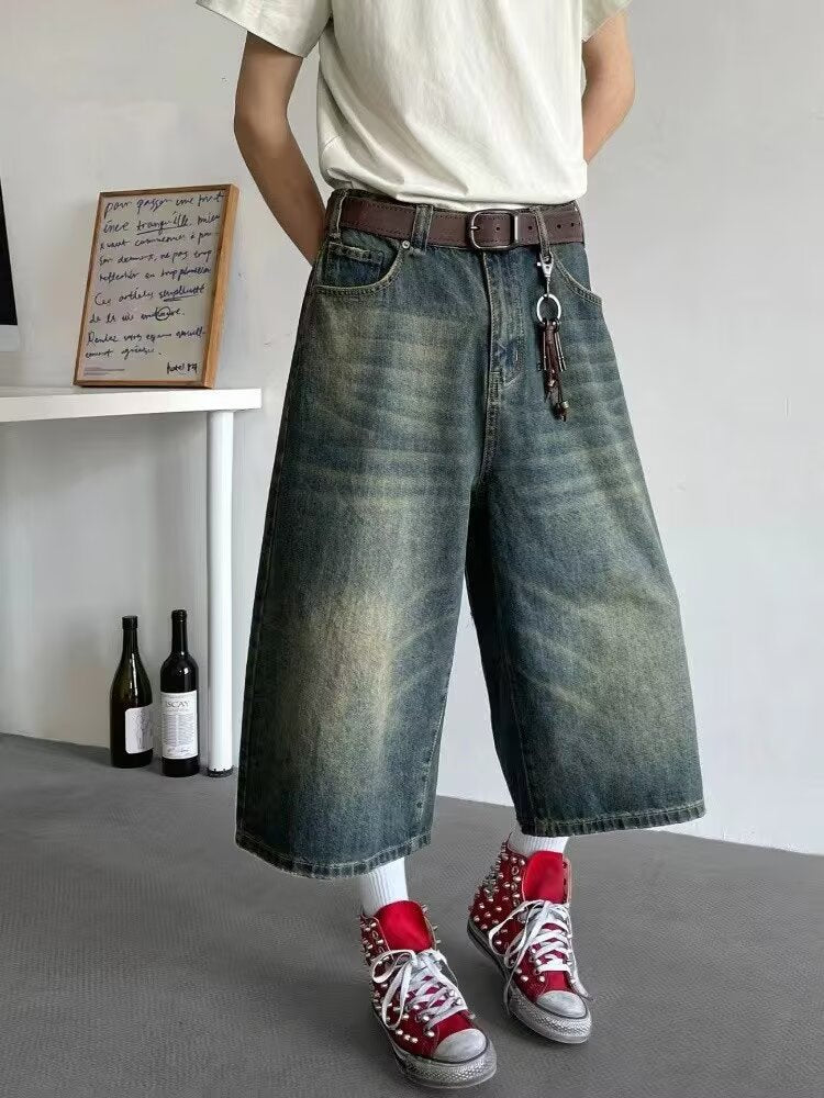 Loose Fit White Denim Casual Pants